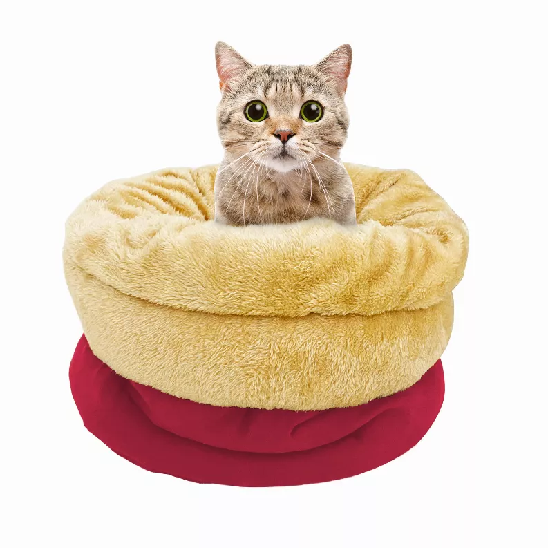 GOOPAWS 4 in 1 Burrow Cat Bed, Pet Hideway Sleeping Cuddle Cave