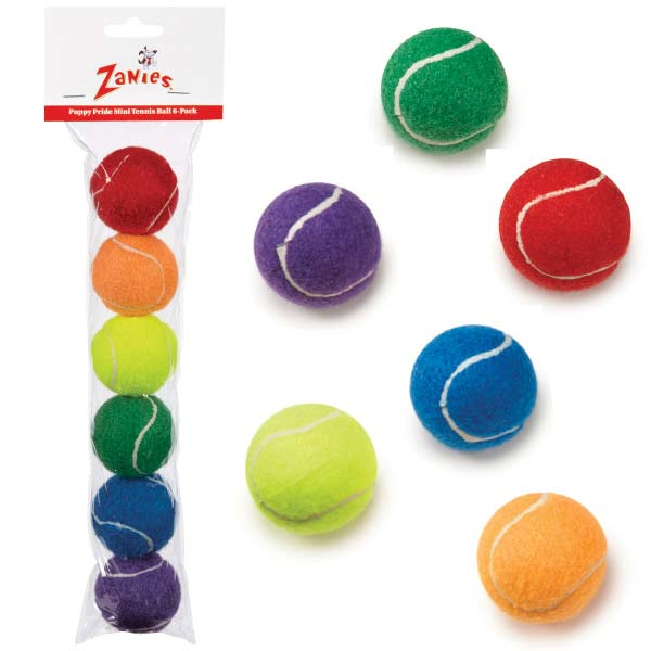 Mini Rainbow Puppy Tennis Balls (6Pk)