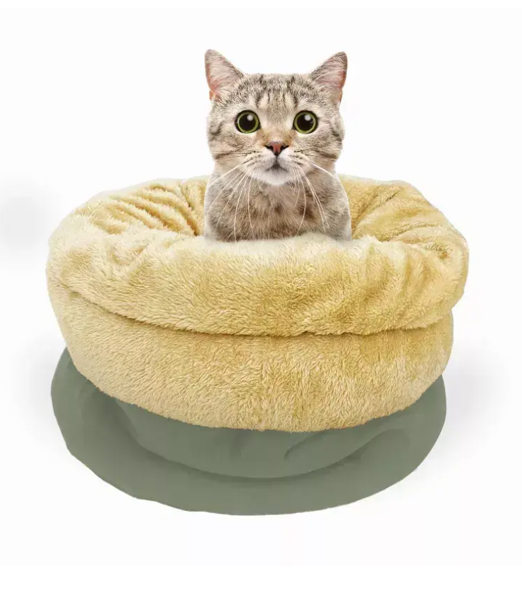 GOOPAWS 4 in 1 Burrow Cat Bed, Pet Hideway Sleeping Cuddle Cave