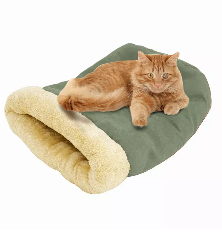 GOOPAWS 4 in 1 Burrow Cat Bed, Pet Hideway Sleeping Cuddle Cave