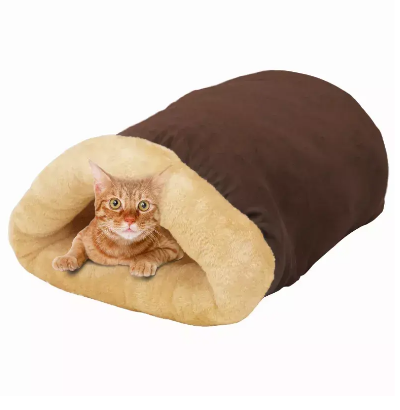 GOOPAWS 4 in 1 Burrow Cat Bed, Pet Hideway Sleeping Cuddle Cave