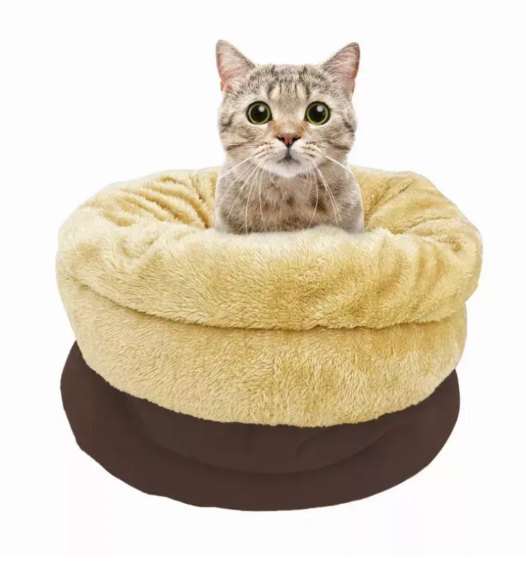 GOOPAWS 4 in 1 Burrow Cat Bed, Pet Hideway Sleeping Cuddle Cave