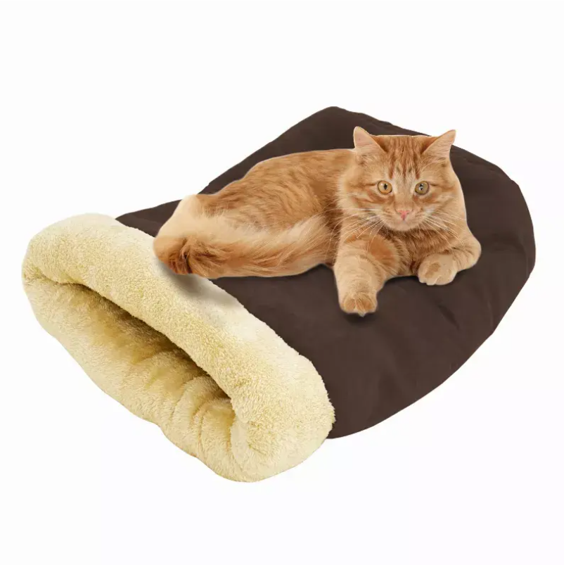 GOOPAWS 4 in 1 Burrow Cat Bed, Pet Hideway Sleeping Cuddle Cave