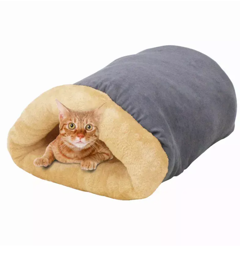 GOOPAWS 4 in 1 Burrow Cat Bed, Pet Hideway Sleeping Cuddle Cave