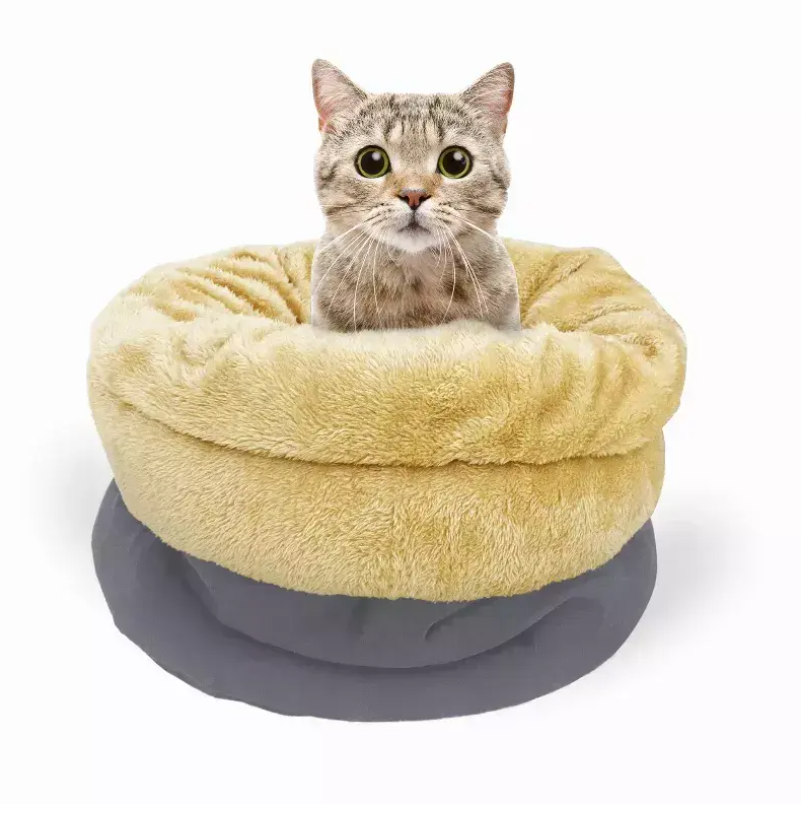 GOOPAWS 4 in 1 Burrow Cat Bed, Pet Hideway Sleeping Cuddle Cave