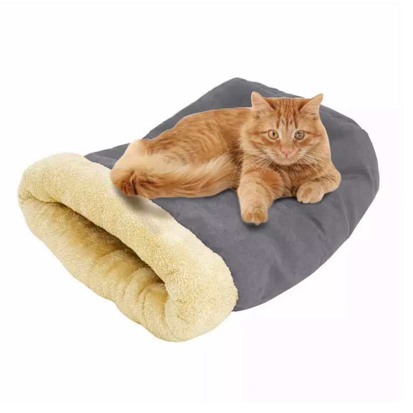 GOOPAWS 4 in 1 Burrow Cat Bed, Pet Hideway Sleeping Cuddle Cave