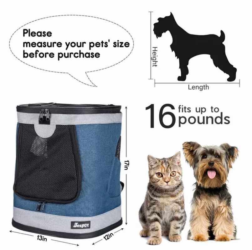 JESPET Pet Backpack Carrier for Small Dog, Puppy (Soft Carrier)