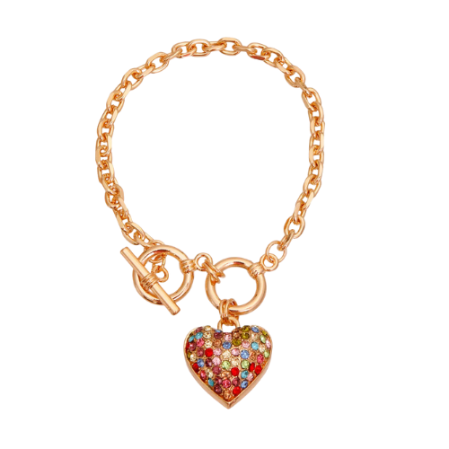 Gold Chain 3D Multi-Color Heart Dog Necklace