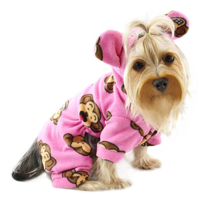 Silly Monkey Fleece Dog Pajamas/Bodysuit with Hood
